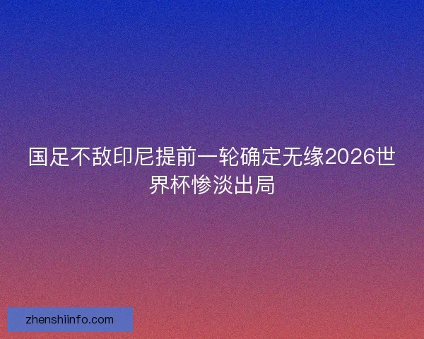 国足不敌印尼提前一轮确定无缘2026世界杯惨淡出局