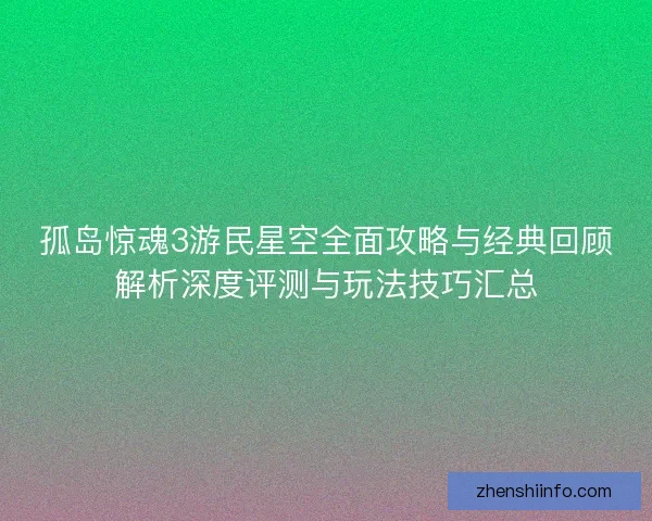 孤岛惊魂3游民星空全面攻略与经典回顾解析深度评测与玩法技巧汇总